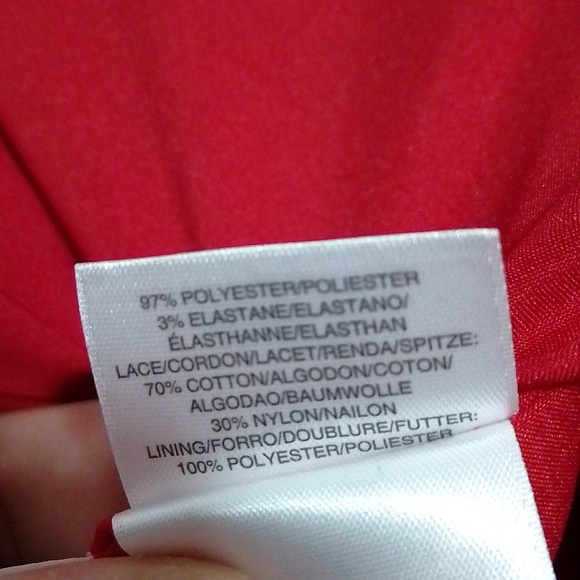 Anne Klein red dress with black lace. Size 14.  Sexy date night out hot prom - Picture 7 of 9